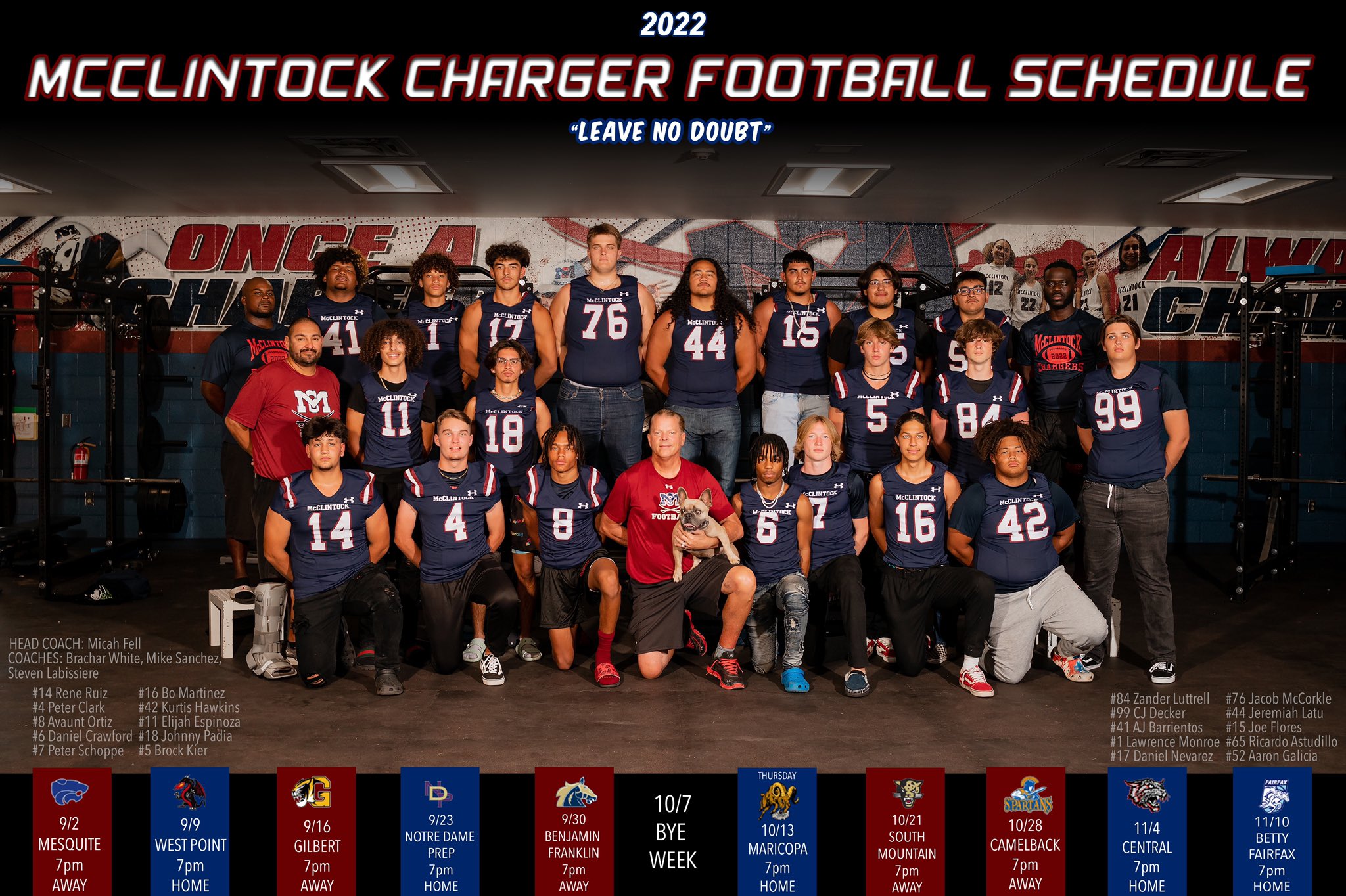 McClintock Chargers on X: '#LeaveNoDoubt Chargers 2022-23 Varsity Football  Schedule!  / X