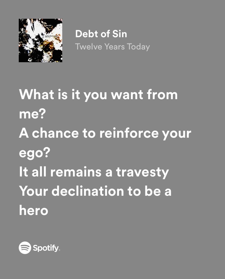 The lyrics for #DebtOfSin were inspired by a loved one’s commitment to psychological abuse and refusal to be inspirational or nurturing in any way. 
Love should not be earned, it should be mandatory. #TYTArmy open.spotify.com/track/3RJ0eEEx…