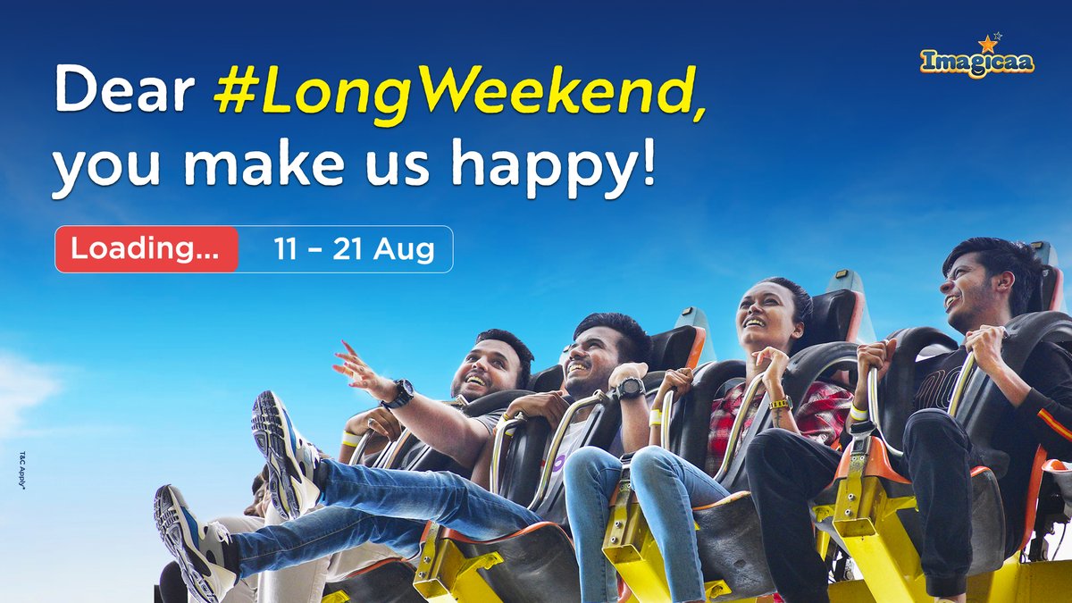 imagicaaworld's tweet image. #Longweekendalert Time to go crazyyy!!!
Book now and 𝗦𝗮𝘃𝗲 𝗙𝗹𝗮𝘁 𝟯𝟬% on Imagicaa Tickets 
Visit Validity – 11 to 21 Aug
Click here to book - bit.ly/3OO9bQG
#weekend #longweekend #weekendvibes #longweekendvibes #weekender #mood #imagicaa