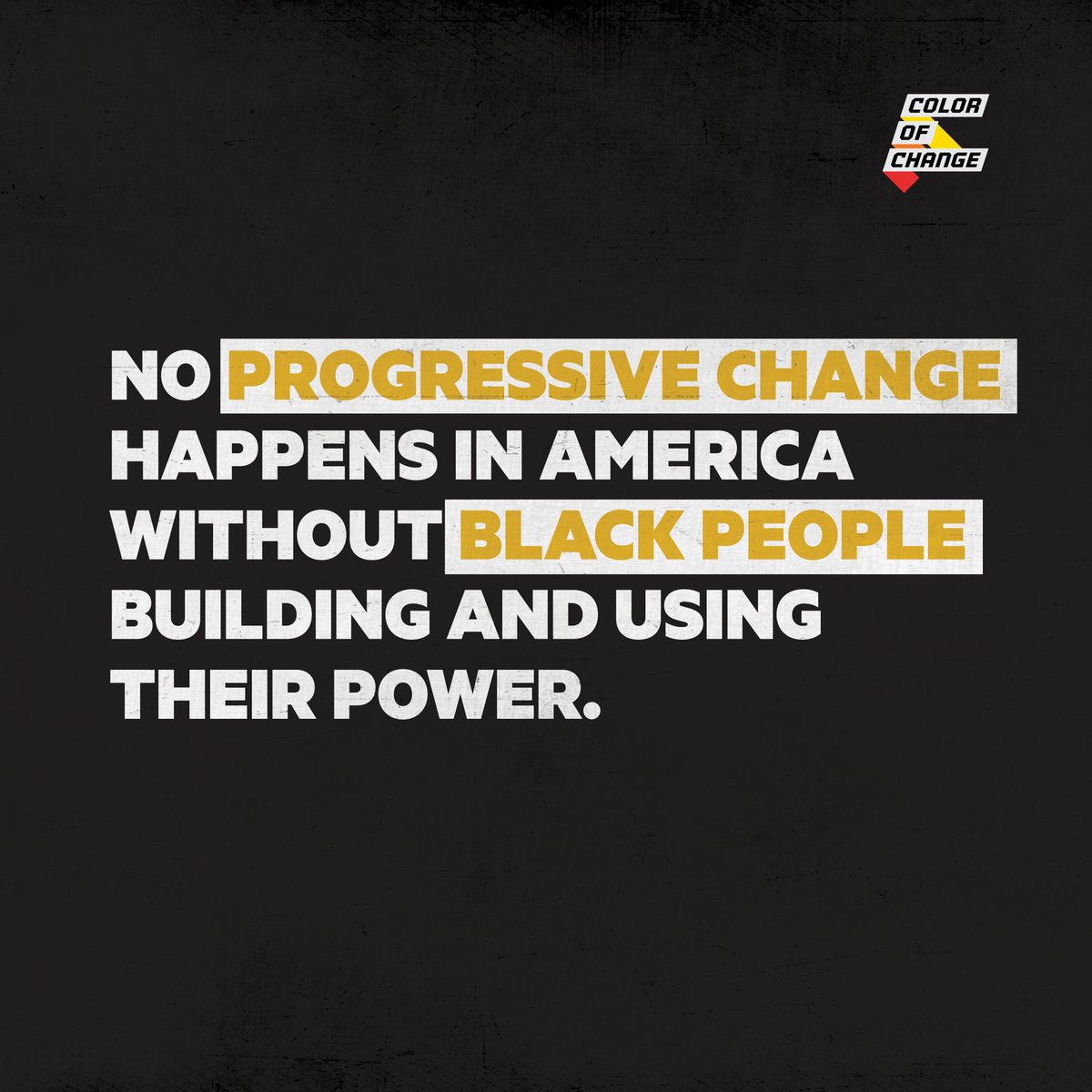ColorOfChange's tweet photo. Today's #WednesdayWords is about power. Black people are often seen as the problem and not acknowledged as the solution.

Black people building &amp; using power
=Greater societal welfare 
=Advocating for justice &amp; real solutions to community problems
=Self-determination vs charity https://t.co/4uZbMK0EwN