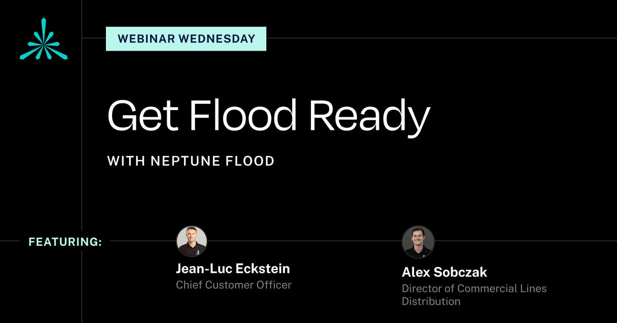 Check out the recording of our most recent webinar with <a href="/NeptuneFlood/">Neptune Flood</a> 🏖️ buff.ly/3PSCB1c 
Get Flood Ready covers: 
- Flood Insurance product overview
- Quote demo
- Learning from Hurricane Ida
- Best practices 
- How to sell Flood