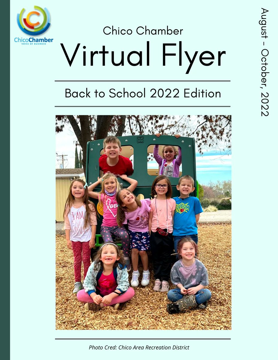 ChicoChamber's tweet photo. ✏️ The Back to School 2022 Edition of the Chico Chamber Quarterly Virtual Flyer is now available! ✏️ 

You can check it out here: https://t.co/PLJrDPMz06 

#quarterlyvirtualflyer #chicochamber #chicocalifornia #backtoschool2022 https://t.co/U2tIXaEg5E