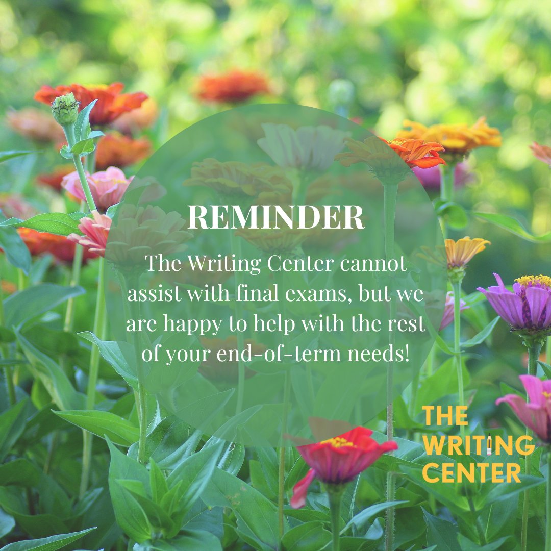 A reminder as we head into the final weeks of the term.