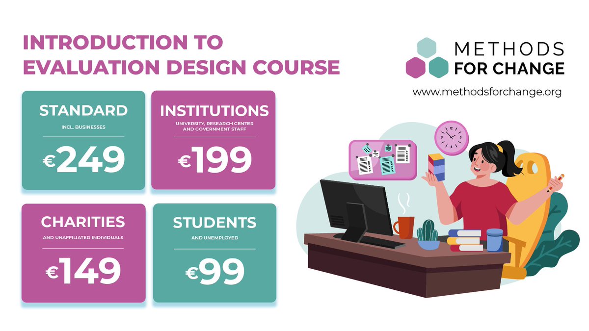 methods4change's tweet photo. Our new Introduction to #EvaluationDesign self-paced course will help you refine the focus for your evaluation and ensure that the scope and methods are both realistic and robust. Register now at https://t.co/706UzYhQiW https://t.co/YRa5JInyGV