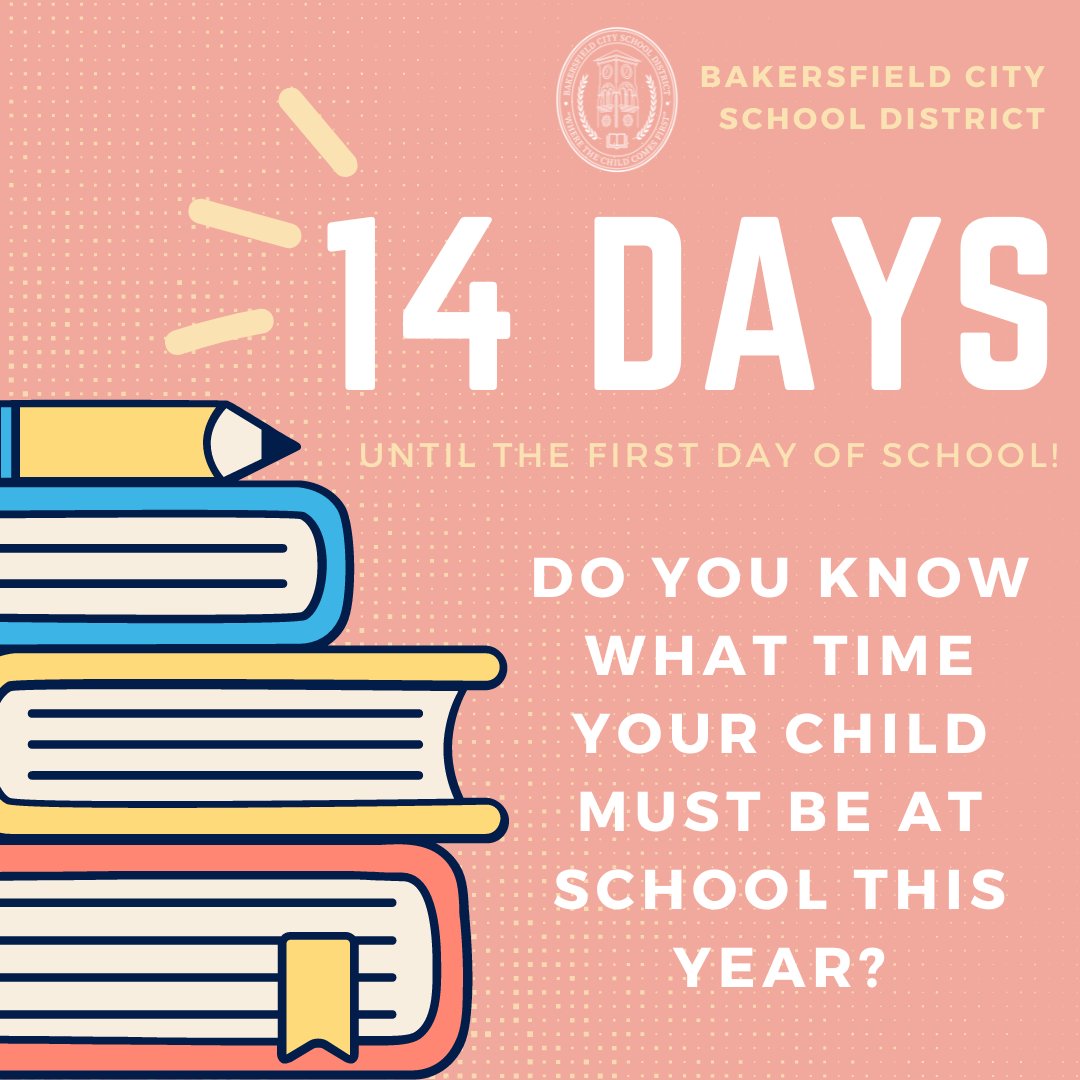 Do you know what time your child must be at school this year? California Senate Bill 328 mandated new start times for Middle/Jr. High and High schools, which affected many schools in our district, including Elementary schools. View the new bell schedule: bcsd.com/Page/170