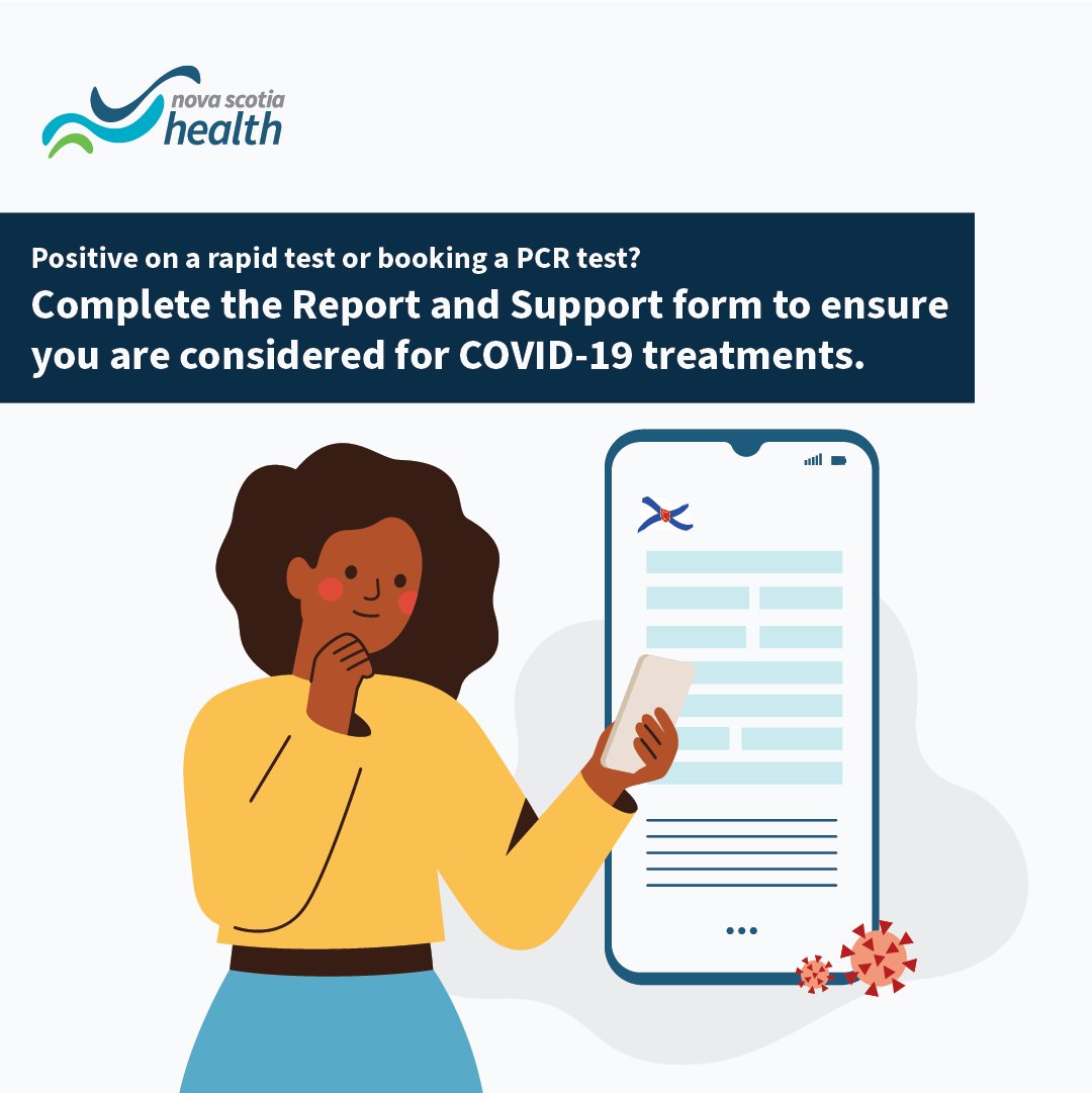 Nova Scotia Health is urging people who have any COVID-19 symptoms including even one mild symptom to get tested and complete the online Report &amp; Support screening form. Those considered high-risk may be eligible for medications and treatments. Learn more: nshealth.ca/news/early-tes…