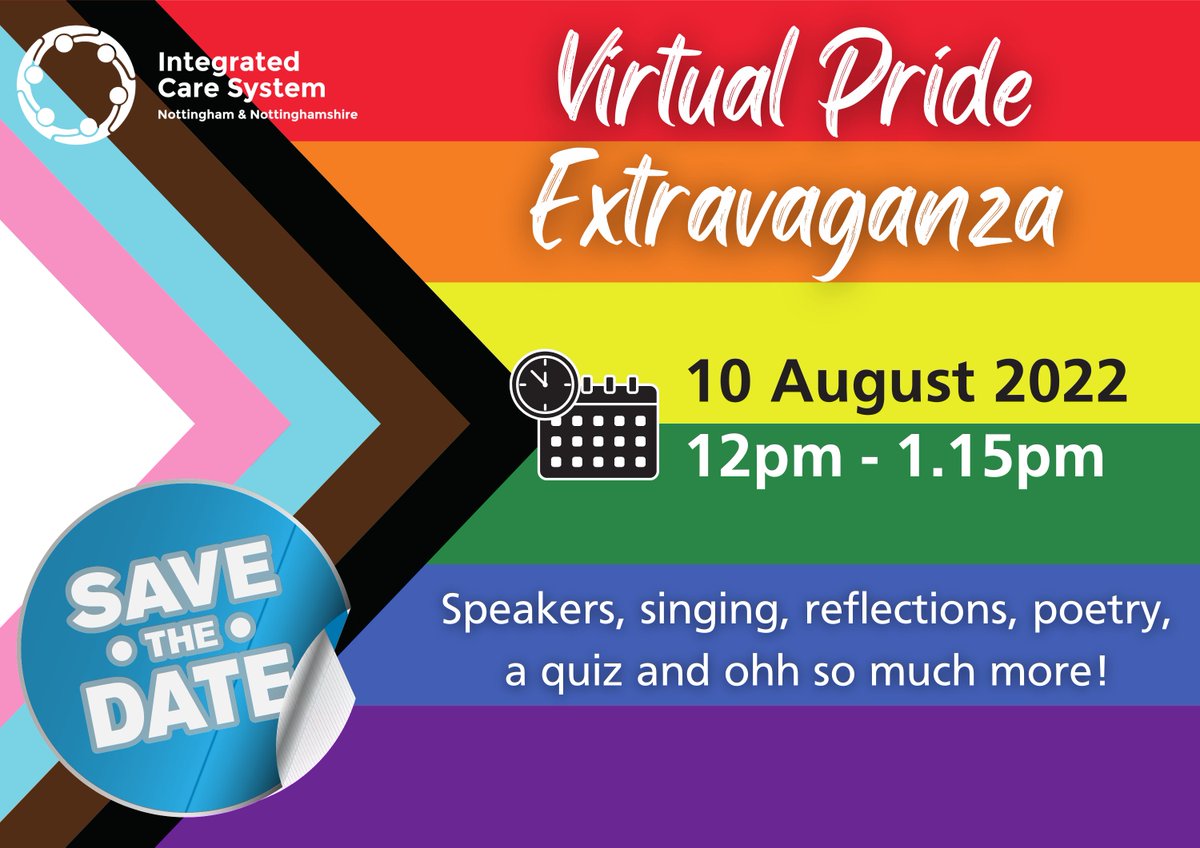 NottsHealthcare's tweet photo. Next week is the fabulous @Notts_ICS Virtual Pride Extravaganza. Celebrating the diversity of our staff in Nottm City & Notts ICS. It’s sure to be fun with singing, reflections, poetry & more! Trust staff- search ‘ICS Virtual Pride’ on Connect on how to join #NottsICSVirtualPride https://t.co/oUQdPDFYRu