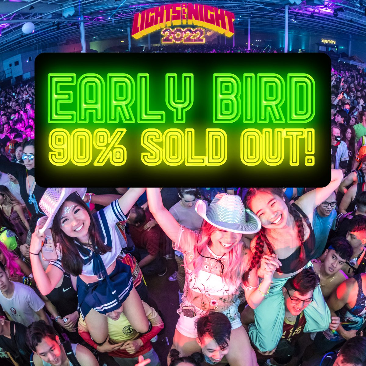 LightsAllNight's tweet photo. Early bird is 90% SOLD OUT!! Drop a 🤠 if we’re catching you in Dallas come December! https://t.co/90Fe24sP52 https://t.co/0l0219qfmi