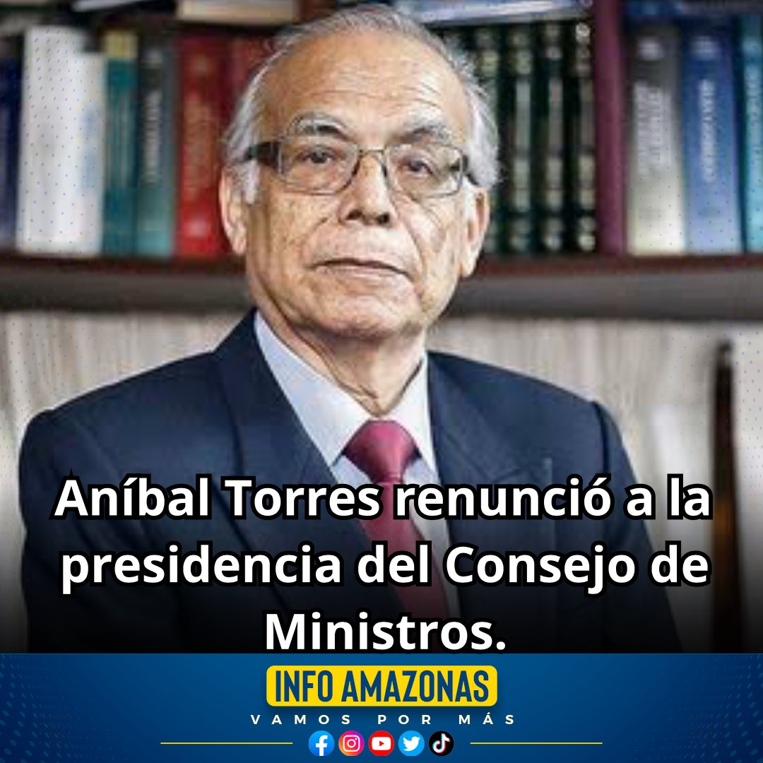 infoamazonas1's tweet photo. #InfoAmazonas 
Aníbal Torres renunció al cargo de presidente del Consejo de Ministros a través de una carta enviada a Pedro Castillo. En la misiva que publicó en redes sociales, el hasta ahora jefe de la PCM sostuvo que “por razones personales pongo a su disposición”
#VamosPorMás https://t.co/yvYfVxp8gl