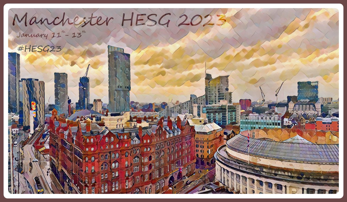 🚨📢Save the date! 📢🚨 Together with our friends @HOPE_UoM we are pleased to be hosting the Winter 2023 HESG @UK_HESG, from Wednesday 11th to Friday 13th January. Thanks to @HESG2022Shef for setting the organising bar so high & more details to come soon! #HESG23