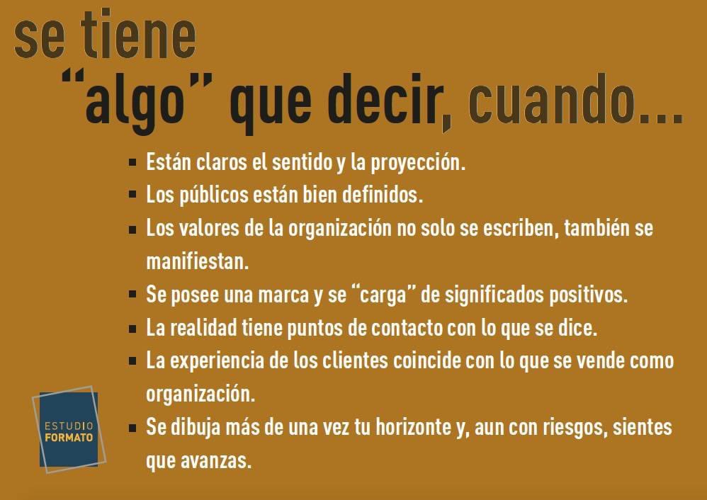 estudioformato5's tweet photo. En comunicación no es lo mismo tener ALGO que decir (prevalece la claridad en cuanto al contenido y las maneras de socializarlo, canales y formatos) que TENER que decir algo (se prioriza la tarea de "decir" aunque no estén estratégicamente definidos el qué y el cómo). https://t.co/QN1PvszHv6