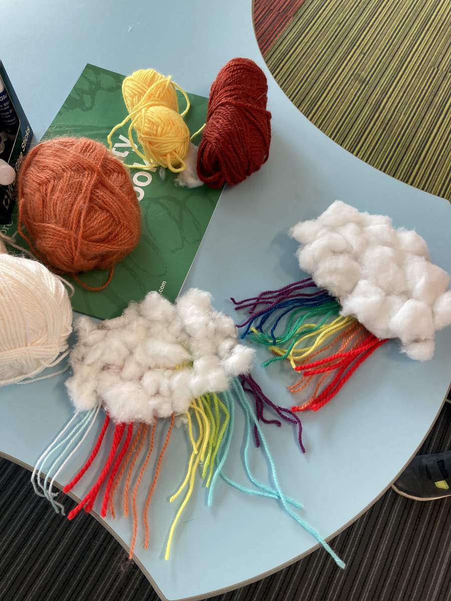 LibrariesNe's tweet photo. 🌈🌈Our Rainbow Transitions Craft is Underway at Craigmillar Library having read our passage of @NotAgainBen Me, My Dad and the End of the Rainbow we are now on to making our clouds! 🌈🌈 https://t.co/LW9CLiS5BF