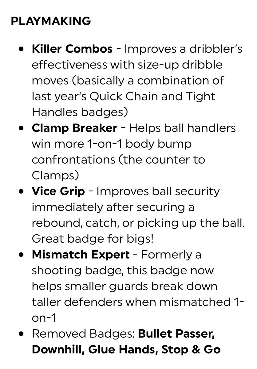 2KIntel's tweet photo. All New and removed badges in #NBA2K23 https://t.co/dVzVCgEfrb