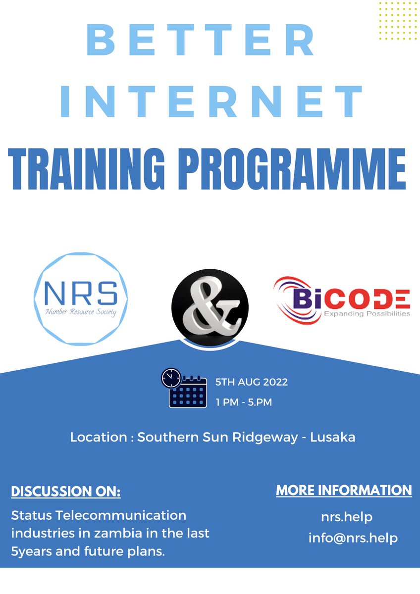 NRSTeam_'s tweet photo. This Friday the 5th we will be in Zambia in collaboration with Bicode
#training #collaboration #internet #nrs #bicode https://t.co/VdGCuXu0tO