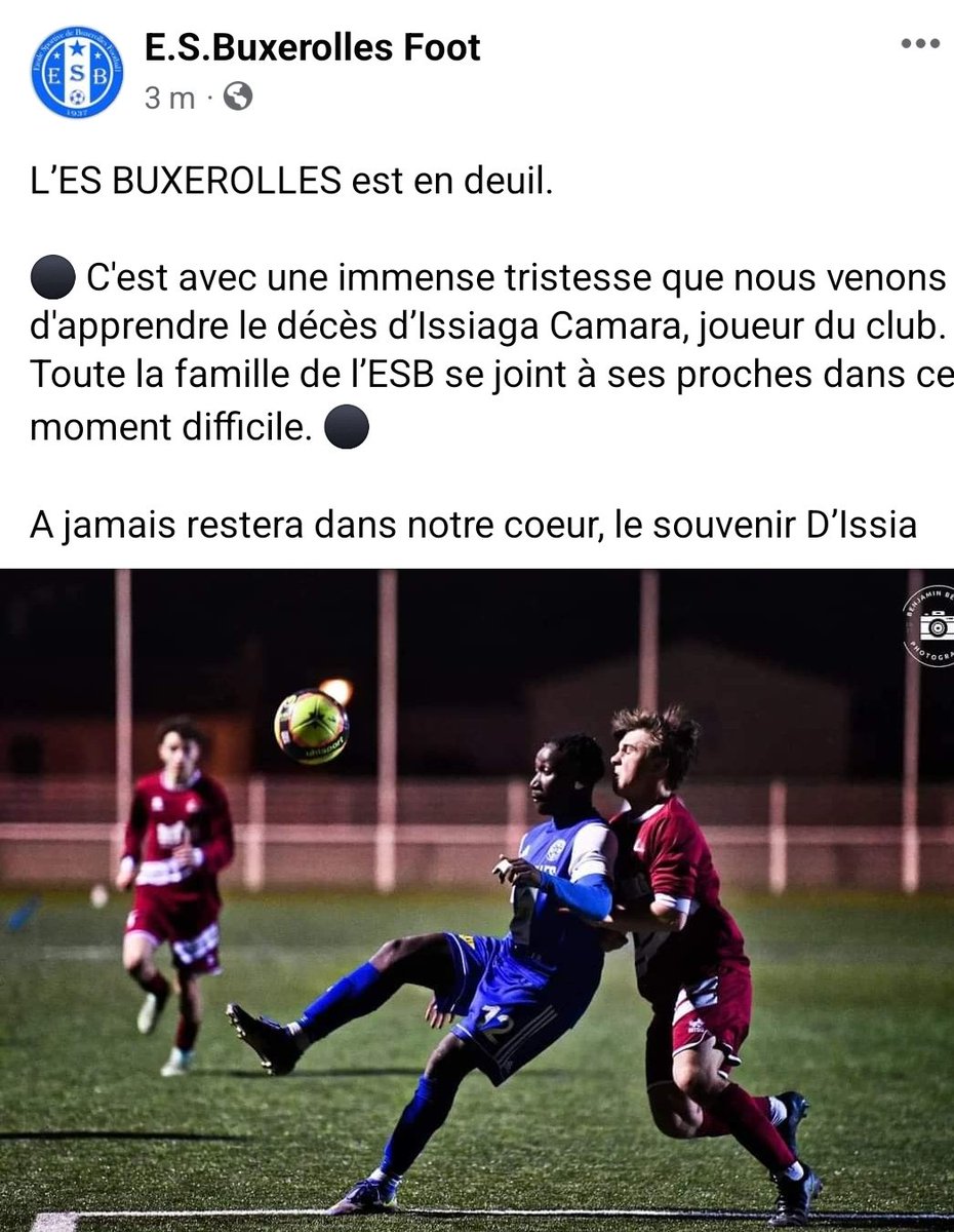 EsbFoot's tweet photo. 🌑🌑🌑
Le drame l'atroce nouvelle l'impensable vient d arriver ... toutes nos pensées à la famille d Issiaga 😢😞 https://t.co/nSKpUxDkRr