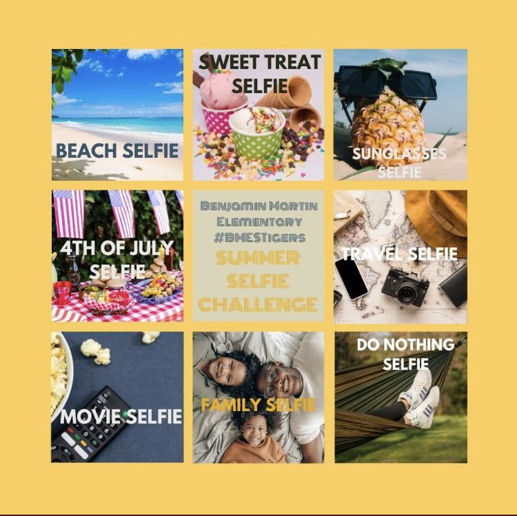 tinabaker1970's tweet photo. BMES selfie challenge! #BMESTigers #travelselfie #summerselfiechallenge @COBW2216 @ahefner01 https://t.co/4B8XWXaqmP