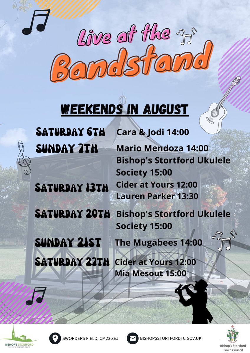 Looking for something to do this summer?🎼🎙️
Why not come down to Sworder's Field and support some great local talent at Live at the Bandstand!