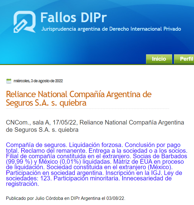 DIPrArgentina's tweet photo. Cía de seguros liquidada en Argentina. Matriz de EUA y sociedades vinculadas en Barbados México UK y Europa La Superintendente de seguros de Pennsylvania pide entrega del remanente. Para ver que resolvió la CNCom ver #FallosDIPr #SociedadesExtranjeras #DIPrArgentina https://t.co/hSd8hmTukO
