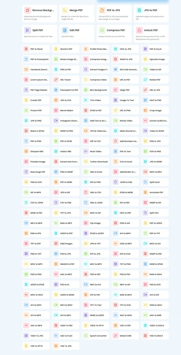 هذا الموقع مفيد جداً! 

يحولك اي ملف في الدنيا إلى اي صيغة تيبها! شف الصورة تحت! الا ماتحتاجه يوم! 

واشياء اضافية مثل حذف الخلفية من صورة، فصل الملفات! مافيه شيء تحتاجه مايكون فيه!

✅مجاني

tinywow.com