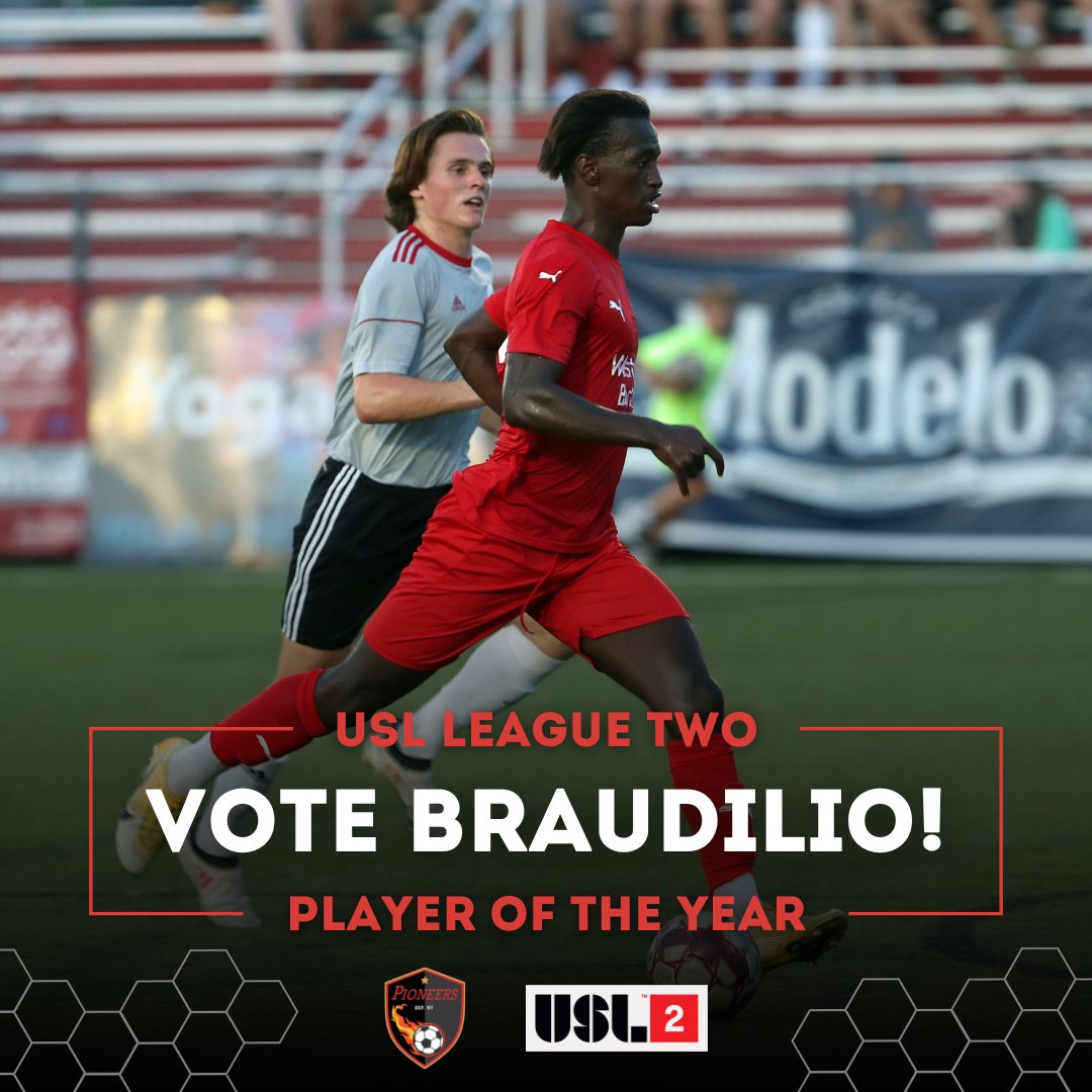 WMassPioneers's tweet photo. Vote Braudilio for @USLLeagueTwo Player of the Year!  Voting ends today at 5pm!  https://t.co/PK2vdPUoJn https://t.co/QLUZNN5B4t