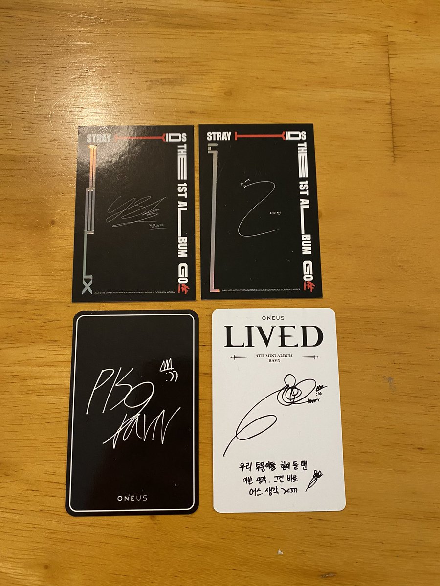 JQ_Writer's tweet photo. WTS Straykids and Oneus PCs $5 each. #wts #photocards #oneus #StrayKids https://t.co/ym3SVyhX9o