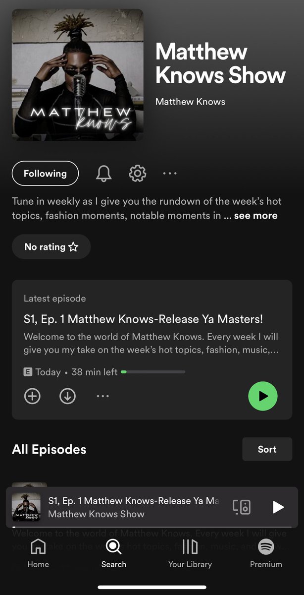 MathewNoKnowles's tweet photo. Itβs up! The #MatthewKnows Show is officially available for streaming on @Spotify! Like and follow my page! ππ«ΆπΎπ₯π€
https://t.co/4Yh9sa36Dx https://t.co/6Isfm8CFM9