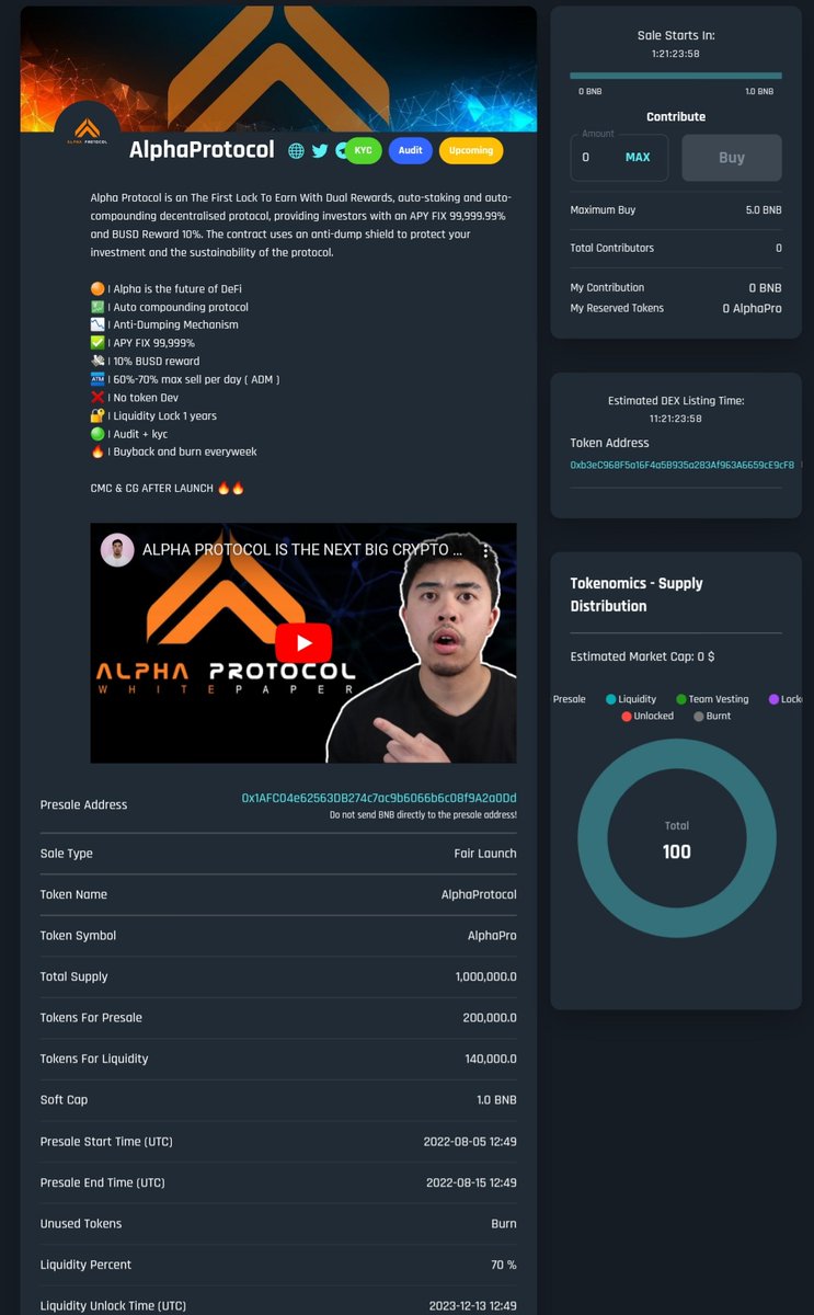 The Big Days is coming !!

🔥Fair launch From 🔥

Alpha Protocol At Gempad

Come be part of this revolution 💥💥

gempad.app/presale/0x1AFC…

<a href="/thegempad/">𝗚𝗲𝗺𝗣𝗮𝗱</a>

#Fairlaunch #defi #titanoforks  #BNB  #X1000 #PRESALE