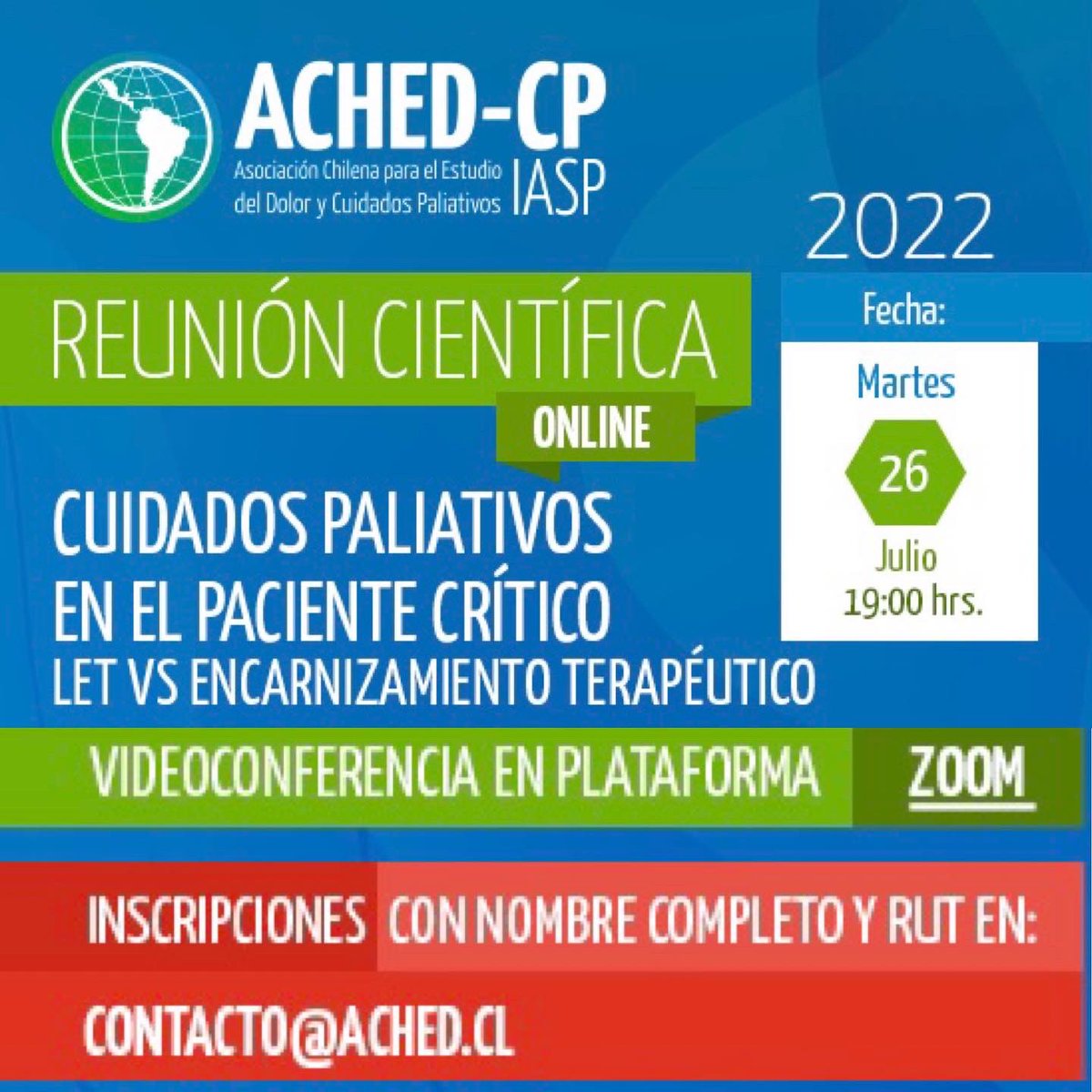 AchedCp's tweet photo. 📌 [ACTIVIDADES ACHED-CP AGOSTO] 🤓

✅ 19 y 20 de agosto: “Jornadas de Invierno Interdisciplinarias de Dolor”
👉🏽 Inscripciones link:
https://t.co/jckPEmFqdT 😉

✅ 30 de agosto: “Reunión Científica Mensual” 
👉🏽 Para inscripciones enviar correo electrónico a contacto@ached.cl 📩 https://t.co/FI0HXhuUNy