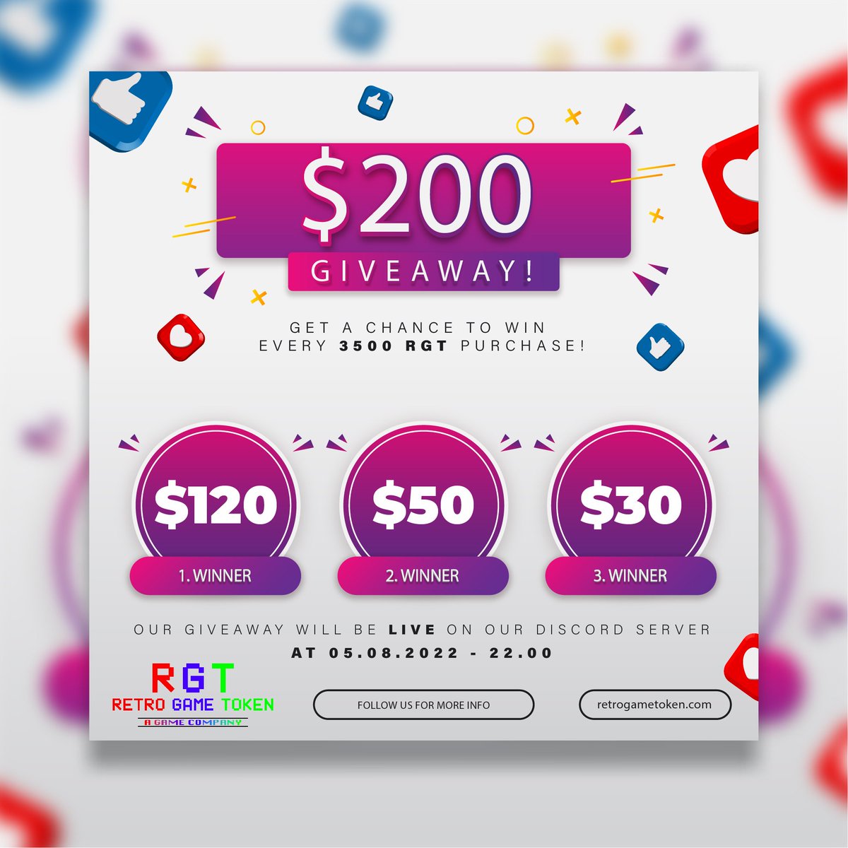 RetroGameToken's tweet photo. Retweet this tweet for a chance to win $30 worth of RGT.
Get a chance to win every 3500RGT purchase. Just paste your transection number under this tweet.
Contract:
0xec37932c6d0a891e787da8a27d373f007336014c
#giveaway #token https://t.co/YTPLGnzpwx
