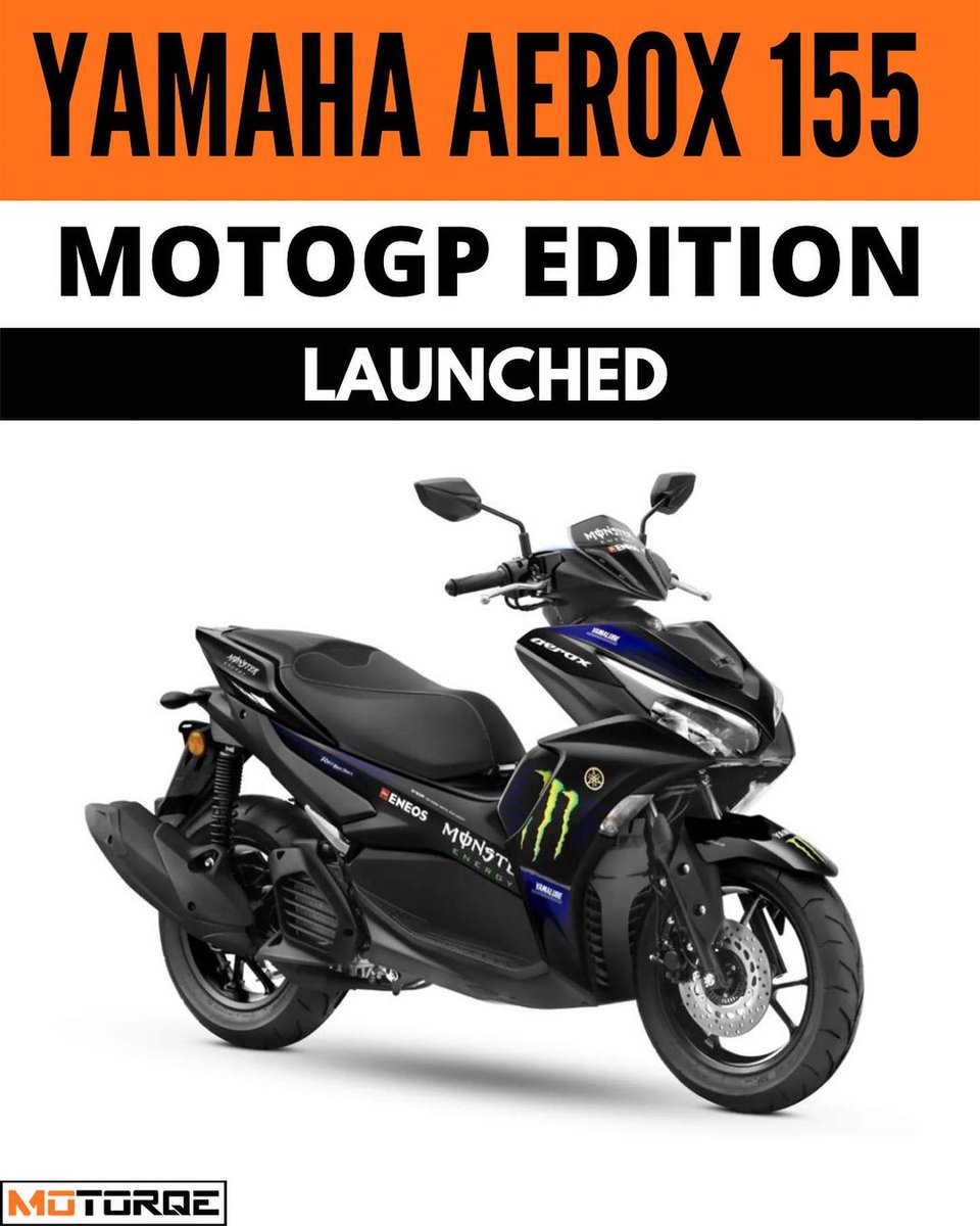 motorqe's tweet photo. Almost all @India_Yamaha models now come with a @MonsterEnergy @MotoGP livery:

🔷 R15M: Rs 1.91 lakh
🔷 MT 15 V2.0: Rs 1.65 lakh
🔷 RayZR 125 Fi Hybrid: Rs 87,330
🔷 Aerox 155: TBA
(ex-showroom prices)

#MotoGP #F1 #MonsterHunter #valentinorossi #YAMAHA #r15 #R1 https://t.co/9OC0TlKxWs