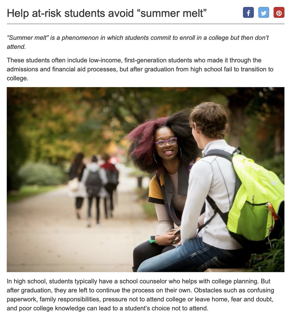 #FirstGen students are more likely to melt. Small gestures like an email from a faculty member or alum over the summer can help. Also helpful: ONE point of contact (a navigator) at the college for students to go to over the summer with ANY question.#purdueuniversity #purduealumni