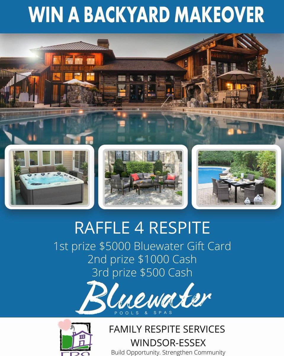 WEFamilyRespite's tweet photo. Raffle 4 Respite for donated by @WindsorPoolSpa email info@familyrespite.org 

💦💦💦 https://t.co/oM2euP1T3Q