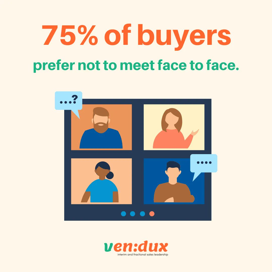 Most buyers are more comfortable doing business in a virtual space. This fact is not very surprising, but it's still an important piece of information to consider when conducting business today. Visit the link below for more sales statistics for 2022.

buff.ly/3bmoD8N