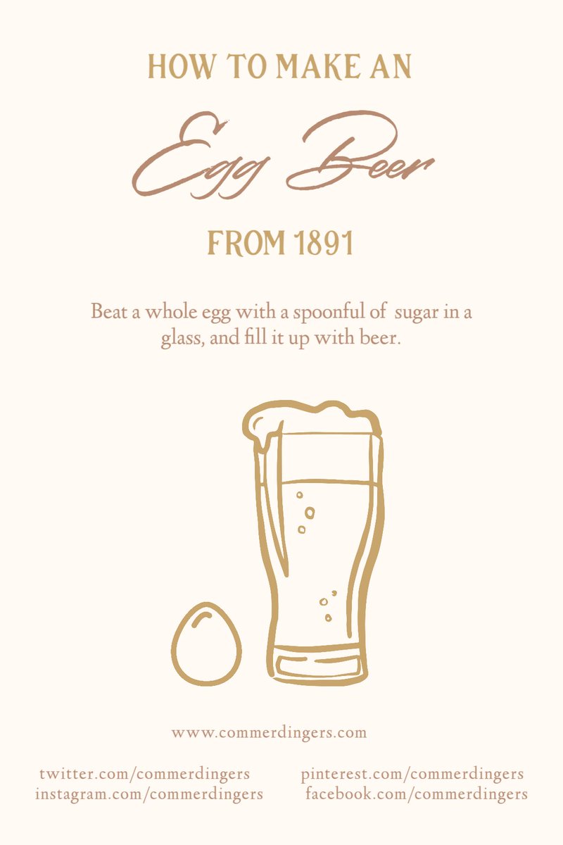 commerdingers's tweet photo. #EggBeer From The #1800s

Beat a whole #egg with a spoonful of sugar in a glass, and fill it up with #beer.

From: #TheFlowingBowl
By: William Schmidt
Year: 1891

For more information and safety instructions visit: https://t.co/nW4mEtqTMu

#mixology #cocktailblogger #cocktailhour https://t.co/b8w5LQiiYC