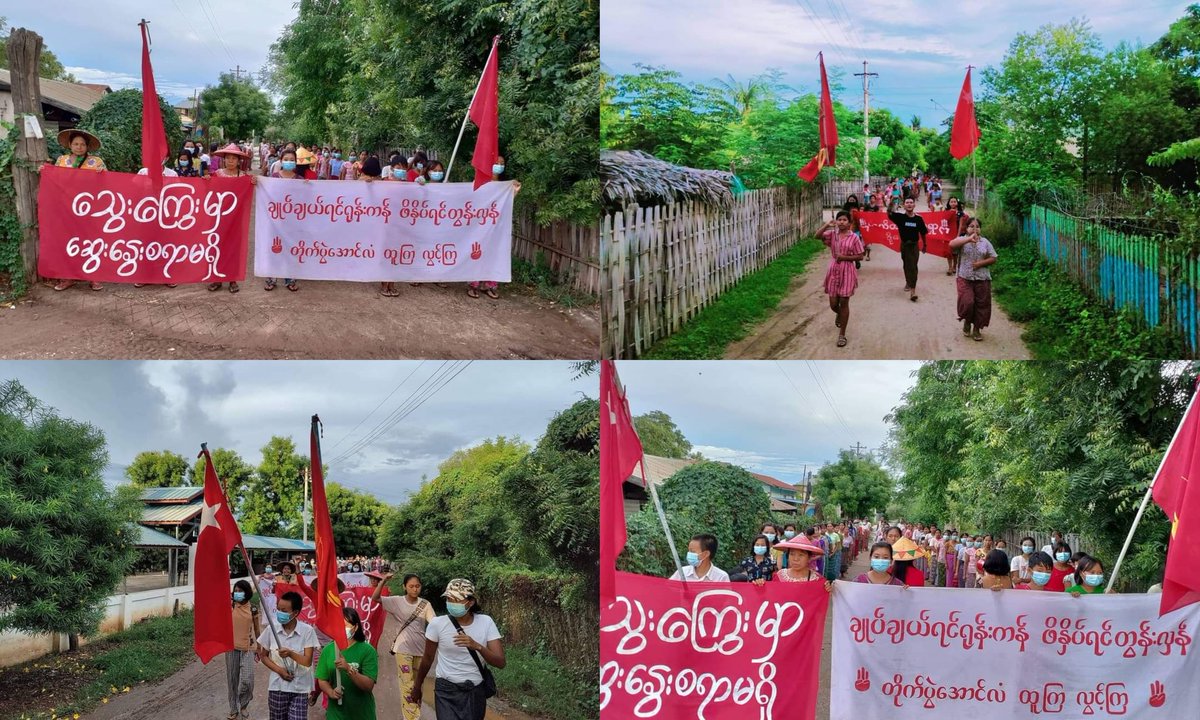 Anti-coup revolutionary strike in a village from Sagaing's Yinmabin township.

#2022Aug3Coup #EndImpunity #WhatsHappeningInMyanmar