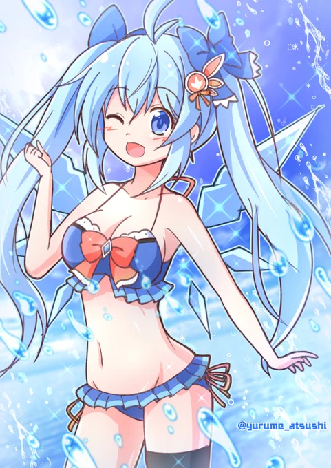 らくがき:ロングチルノちゃん【サマー】(ツインテ) 