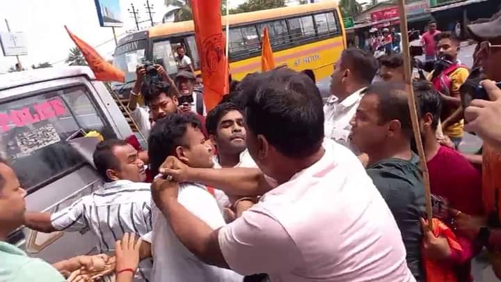 iBirajBiswas's tweet photo. Protesting for the Rights of students amounts to crime in Bengal 
Today ABVP undertook a massive protest against Corruption which was nurtured by the #Vice_Chancellor of NBU  FakePhD was granted to #partho for attending 2 class thereby which is a clear violation of UGC norms . https://t.co/WZ95iGIIiX