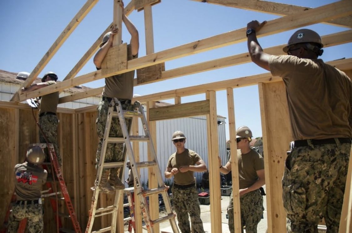 SeabeeMuseum's tweet photo. NAVAL STATION ROTA, Spain (July 20, 2022) Seabees assigned to Naval Mobile Construction Battalion 133 (NMCB 133) install roof trusses at a construction project in Rota, Spain, July 20, 2022.
#NMCB133 #deployment #Spain #construction #seabees #cando #usnavy #usnsm #deployedlife https://t.co/zVuHyQwVSY
