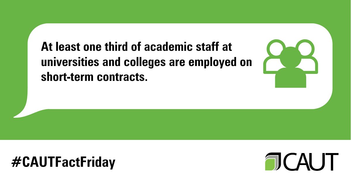 CAUT_ACPPU's tweet photo. Many academic staff work on short-term contracts, but @StatCan_eng’s University and College Academic Staff System (UCASS) Survey does not collect info on contract instructors, making it hard to get accurate data, and leaving contract staff numbers underestimated. #CAUTFactFriday https://t.co/GEucpfhF7x