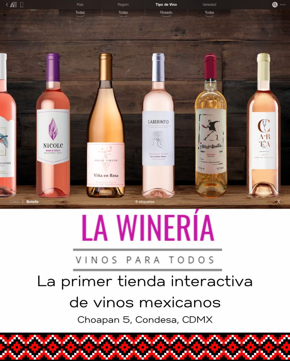 Con toda la experiencia y sabiduría enológica de <a href="/laurisantander/">Laura Santander</a> ha llegado la Winería, tienda de #VinoMexicano. Choapan 5, Colonia Condesa, CDMX, venden vinos dependiendo del evento u ocasión que vayas a tener o el maridaje que vayas a disfrutar. 

facebook.com/La-Winer%C3%AD…