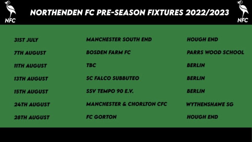 A reminder of our upcoming pre-season fixtures, including our 3 matches on our tour of Berlin!

#UTH 💚 🖤 💚