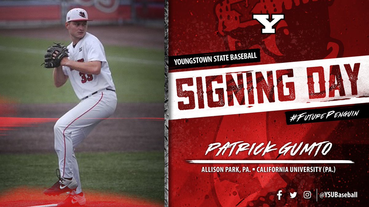 YSUBaseball's tweet photo. Please help us welcome 𝗣𝗮𝘁𝗿𝗶𝗰𝗸 𝗚𝘂𝗺𝘁𝗼 to the YSU Baseball family ‼️✍️

The Allison Park, Pa., native made 59 pitching appearances over four seasons at Cal U (Pa.). He was named to the All-PSAC Second Team in 2021 and 2022.

#GoGuins🐧⚾️ | #FuturePenguin https://t.co/7kXEW1ArrX