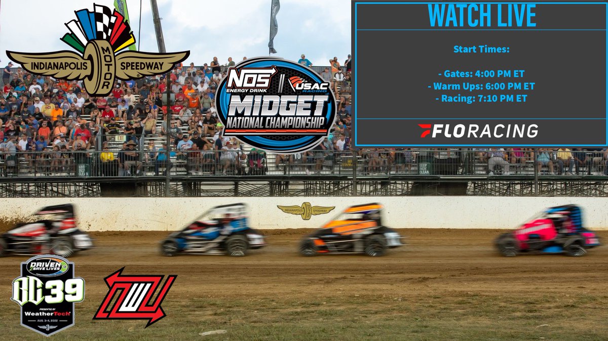 MidgetCentral_'s tweet photo. RACEDAY! 

Tonight is Night ☝️ of the @Driven2Save #BC39 presented by @WeatherTech at The Dirt Track @IMS!

📋:
• Warm Ups
• Heat Races - Passing Points set up Sat Lineups
• Stoops Pursuit - Get Passed, you’re ❌. 5 five lap segments. https://t.co/avWUOpkOQo