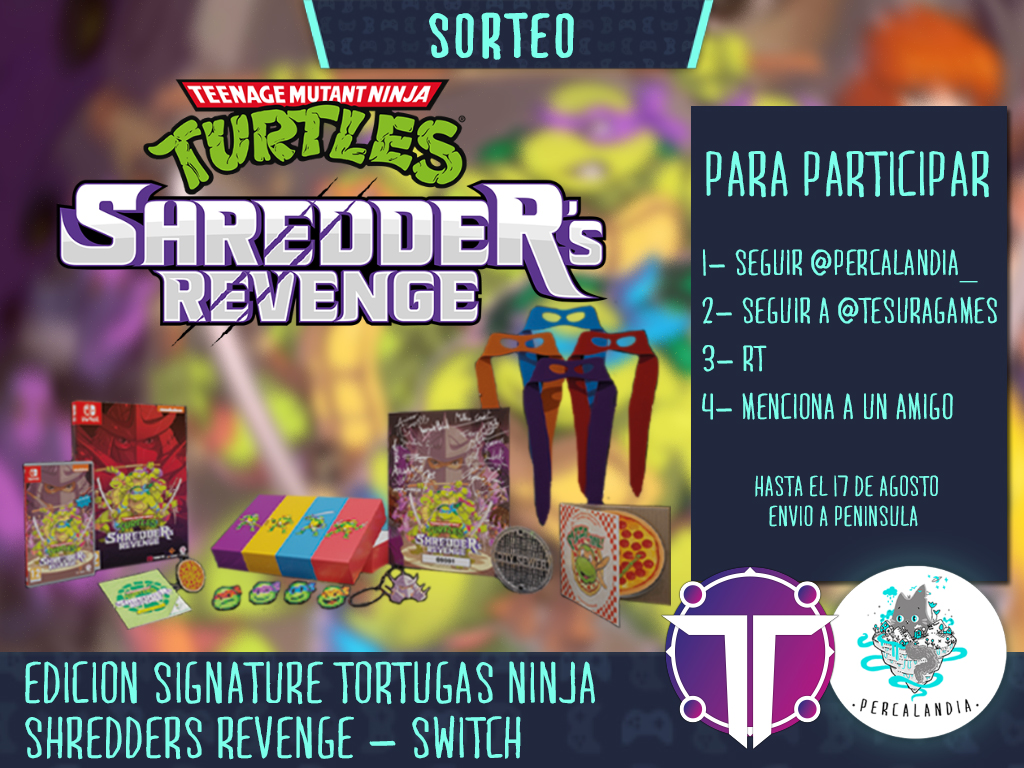 percalandia_'s tweet photo. ¡SORPRESA! 🥳

¡Nuevo SORTEAZO en Percalandia de una edición signature de Teenage Mutant Ninja Turtles: Shredder's Revenge para Switch, cortesía de Tesura Games! 😍🍕🐢

Para participar:

- Seguir a @percalandia_ 
- Seguir a @TesuraGames 
- RT
- Menciona a un amigo
- ¡COWAGUNGA! https://t.co/I5In4lGP50