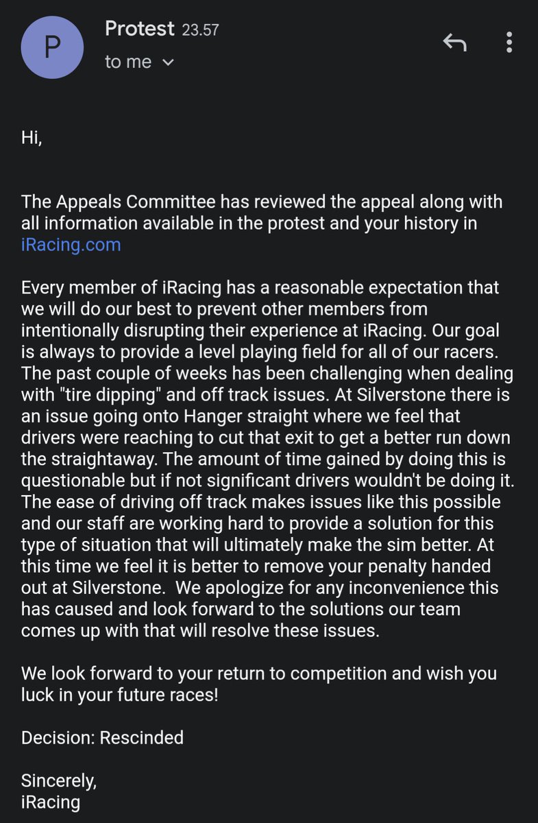 PabloGz's tweet image. 🚨🚨Update in grass drama🚨🚨
Thankfully iracing realized they were wrong and unbanned the drivers.
Thank you🥲

Hope no more dramas, we just want to race🤝