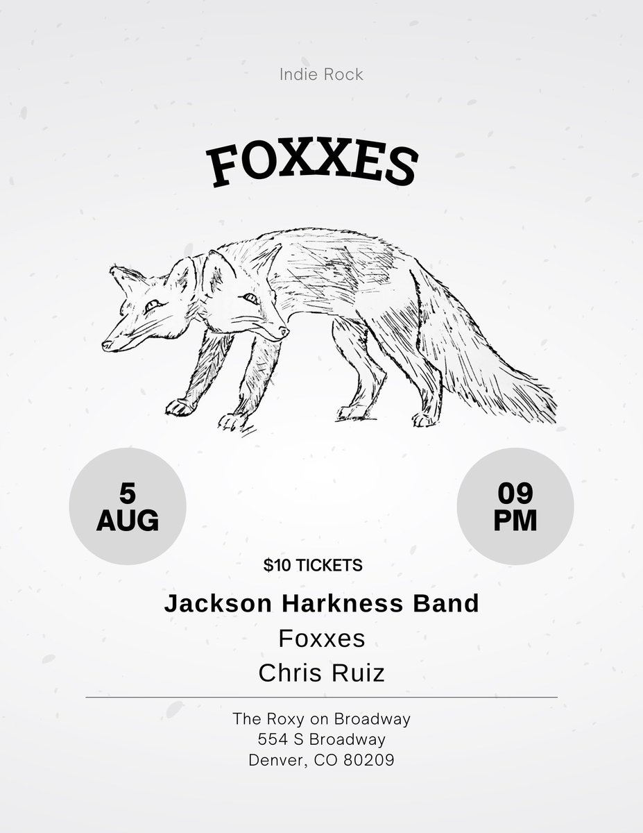 This Friday, 8/5/2022 - Foxxes supporting the Jackson Harkness Band at The Roxy on Broadway! (<a href="/TheRoxyDenver/">The Roxy Theatre</a>) $10 / Ticket. Got some "new" tunes in the mix, so join us!  

<a href="/Indie1023/">Indie 102.3</a> <a href="/westwordmusic/">Westword Music</a>