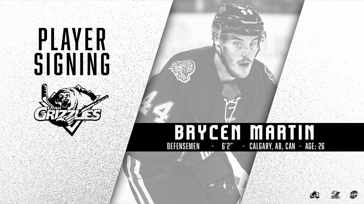 The Utah Grizzlies are signing defensemen Brycen Martin for the 2022-2023 season! 🎉

Martin played in 39 games with the Indy Fuel in the 21-22 season, scoring 23 points (4 goals, 19 assists) in 39 games.

Welcome to Utah Brycen! 👊

#GoGrizzGo 🐻🏒