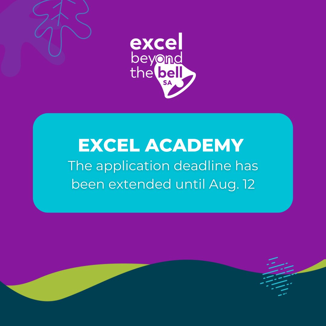 SAexcelsbeyond's tweet photo. Good news! The application for Excel Academy has been extended until Aug. 12.  Apply now: https://t.co/tpATgtXXkl

Partners are invited to apply to the 10-month program that will elevate youth-serving professionals' skills in social-emotional learning. #RelationshipsaretheWork https://t.co/B7UEvqLXCH