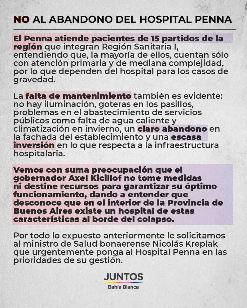 El Hospital Penna está atravesando un momento crítico y no podemos permitir más el abandono del gobierno provincial.