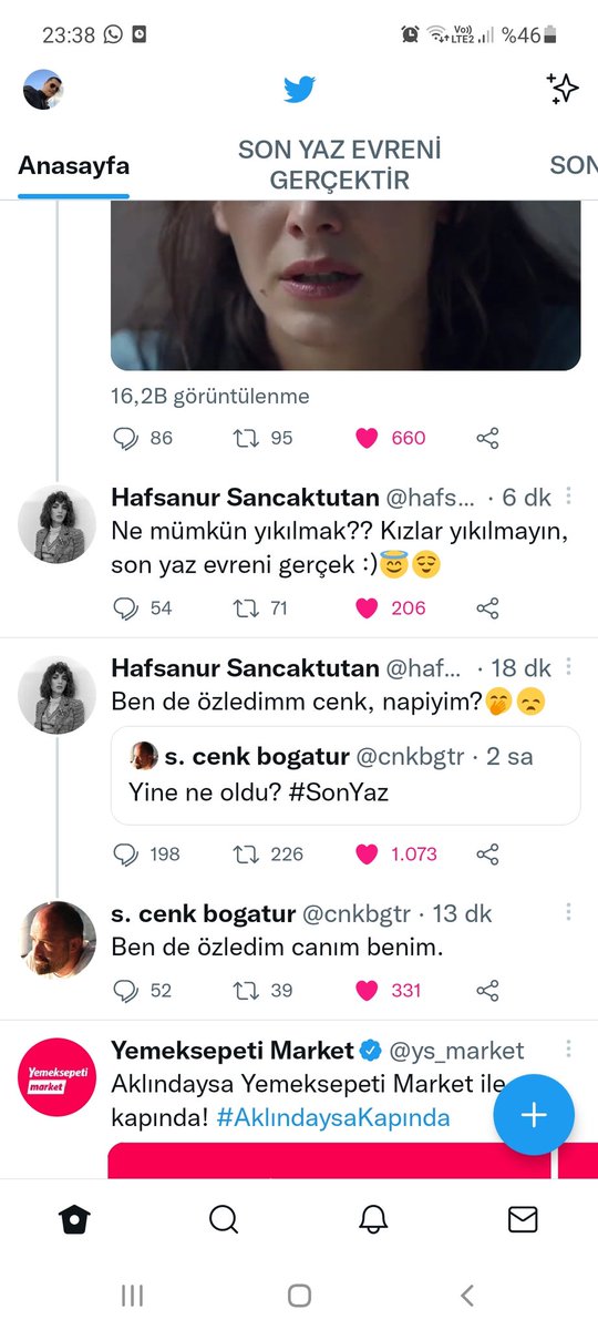 Yaaa hafsaaa sar sarmala bizi :( başlatın geri son yazı yaaa yeterrrr
